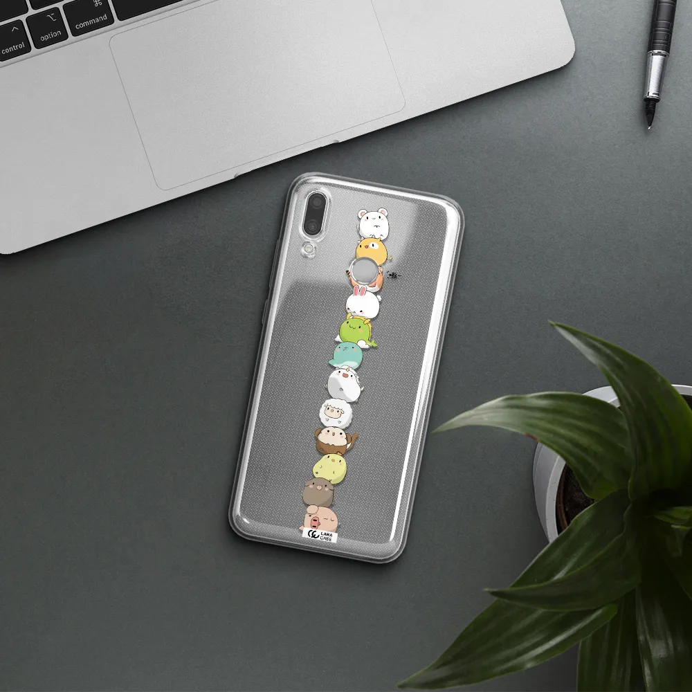 a stack of cartoon animals Huawei P Smart 2019 Clear TPU Case