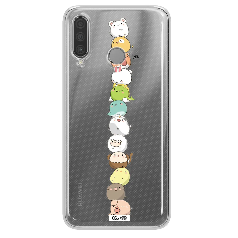 a stack of cartoon animals Huawei P30 Lite Clear TPU Case