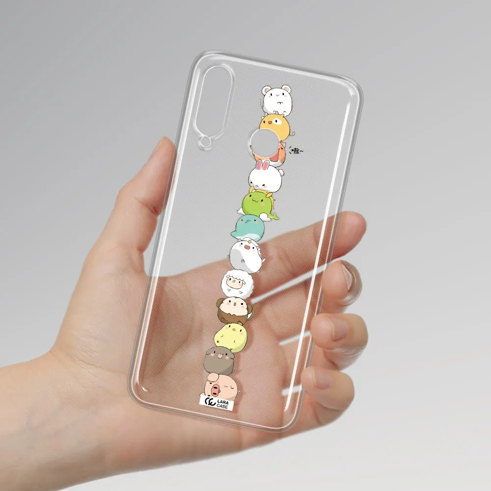 a stack of cartoon animals Huawei P30 Lite Clear TPU Case