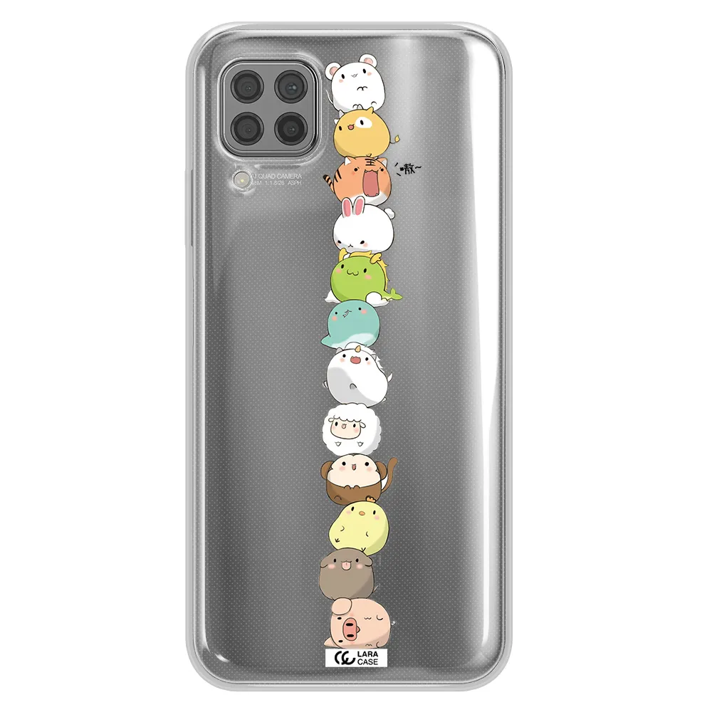 a stack of cartoon animals Huawei P40 Lite Clear TPU Case