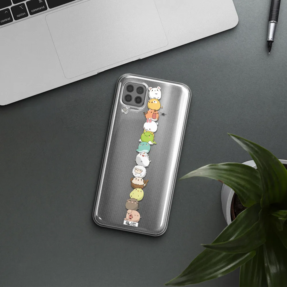a stack of cartoon animals Huawei P40 Lite Clear TPU Case