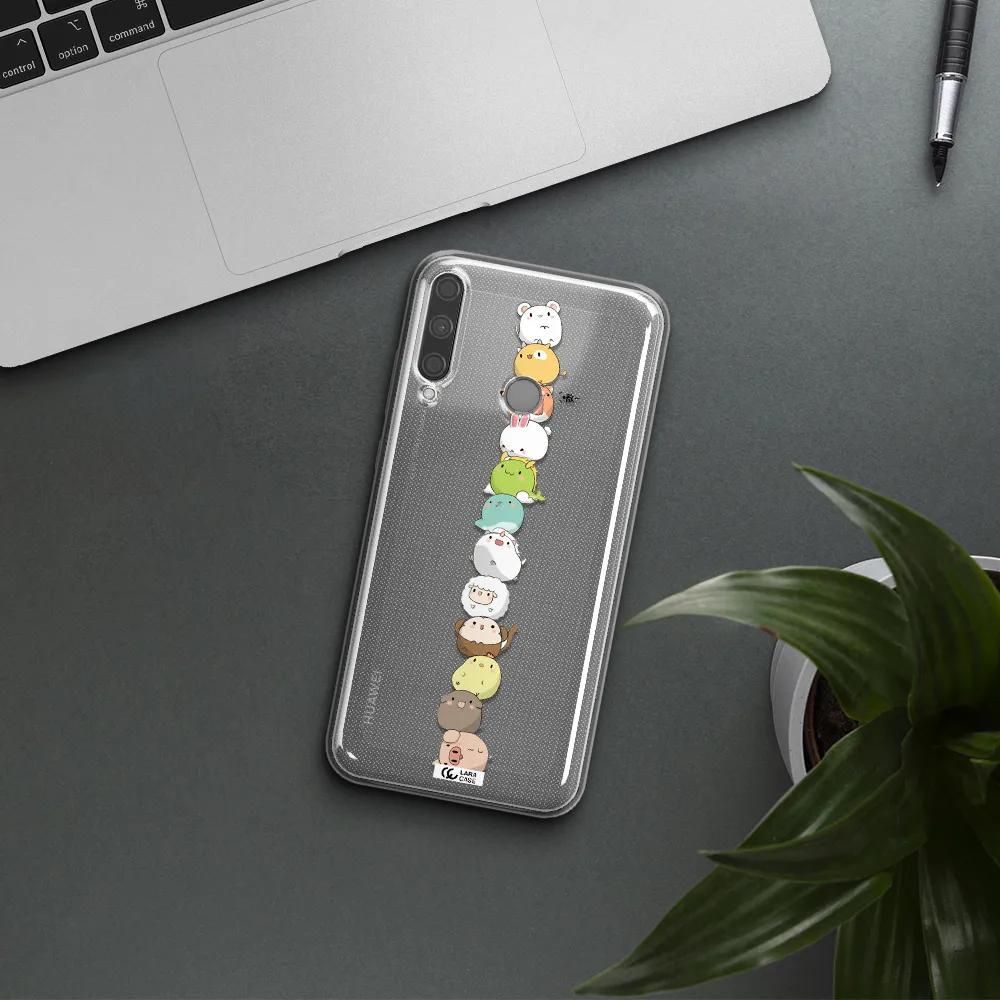 a stack of cartoon animals Huawei P40 Lite E Clear TPU Case
