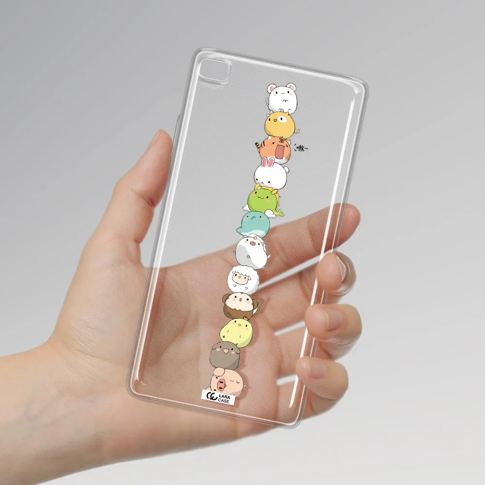 a stack of cartoon animals Huawei P8 Clear TPU Case