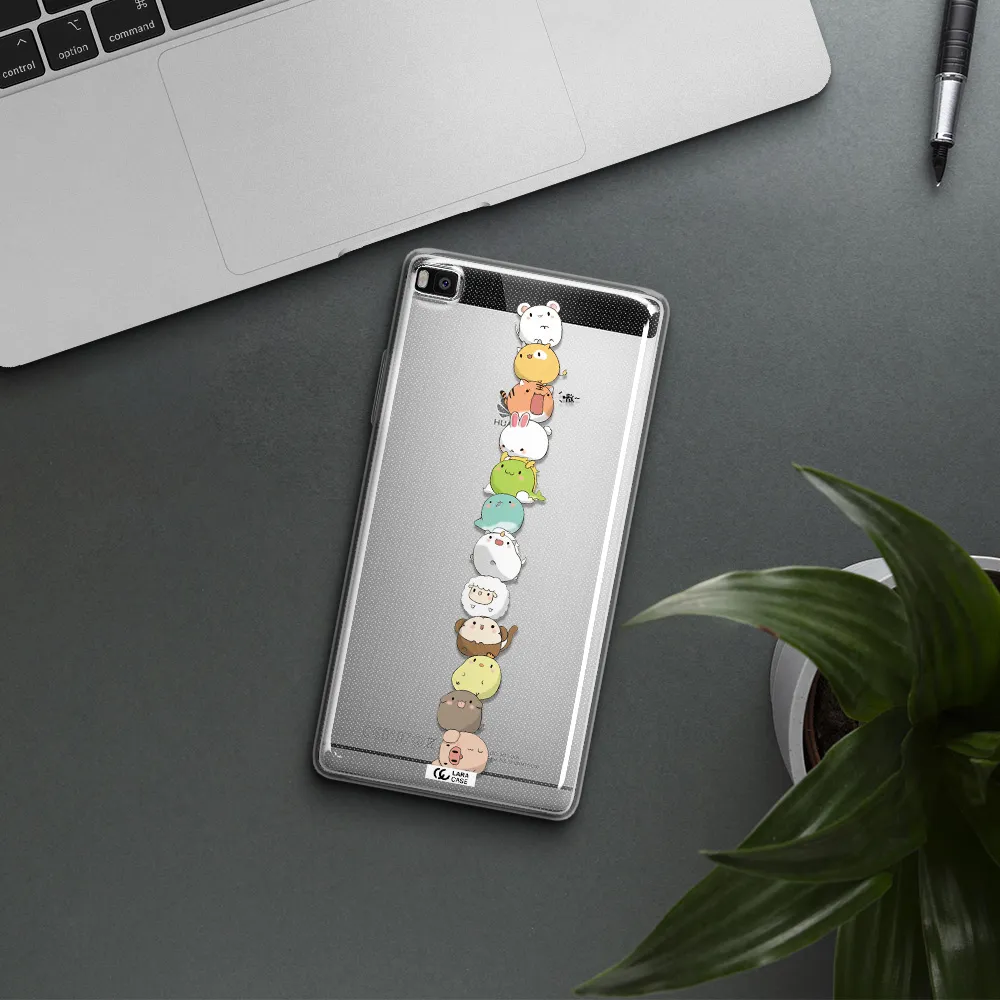 a stack of cartoon animals Huawei P8 Clear TPU Case
