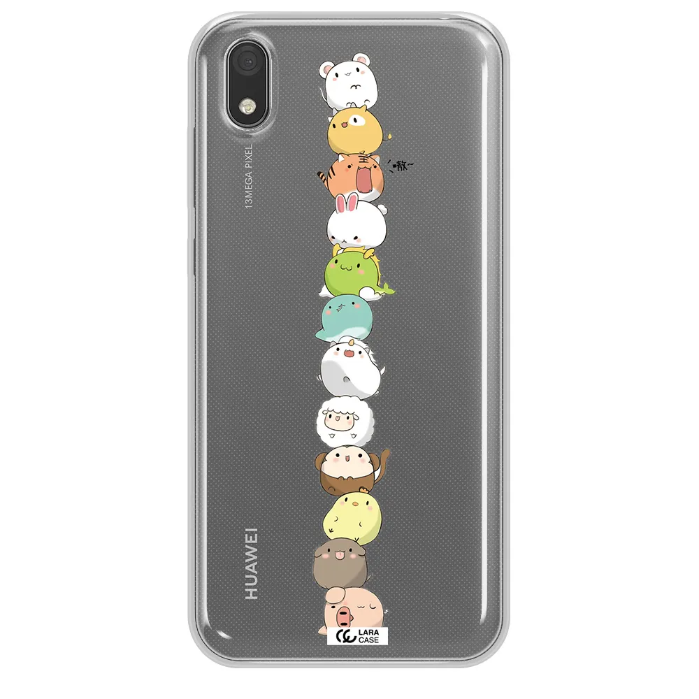 a stack of cartoon animals Huawei Y5 2019 Clear TPU Case
