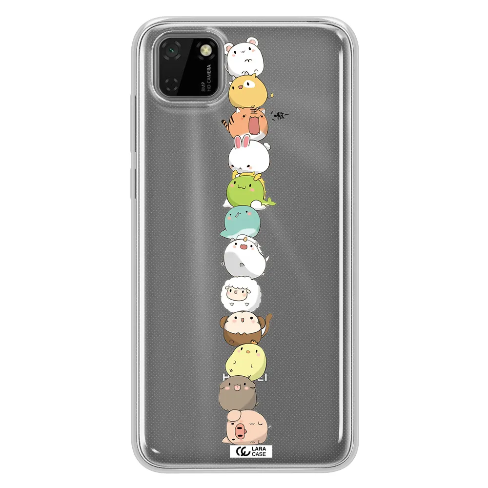 a stack of cartoon animals Huawei Y5P Clear TPU Case