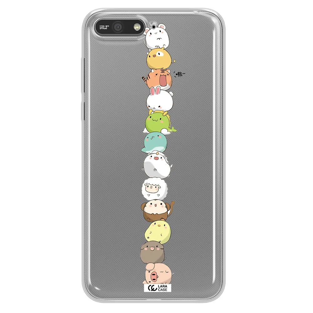 a stack of cartoon animals Huawei Y6 2018 Clear TPU Case