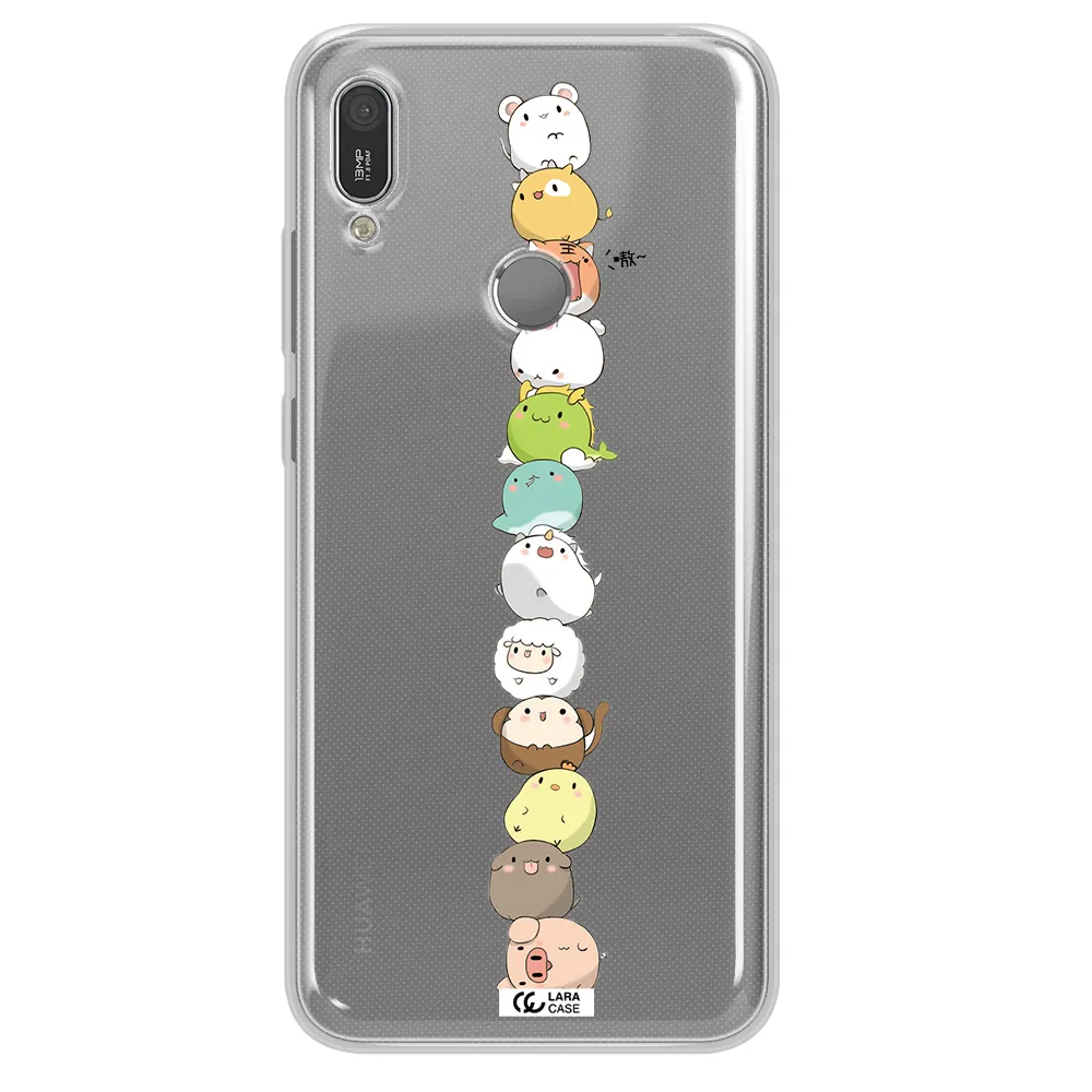 a stack of cartoon animals Huawei Y6 2019 Clear TPU Case