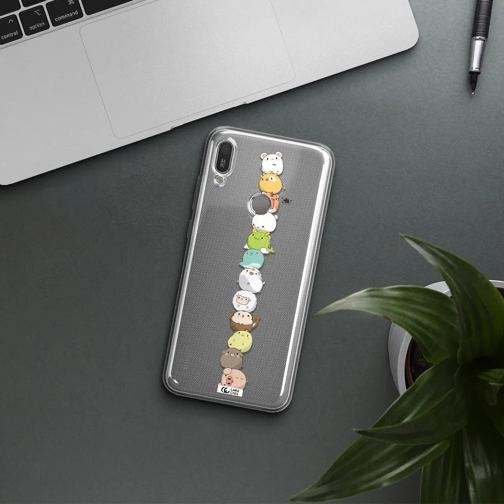 a stack of cartoon animals Huawei Y6 2019 Clear TPU Case