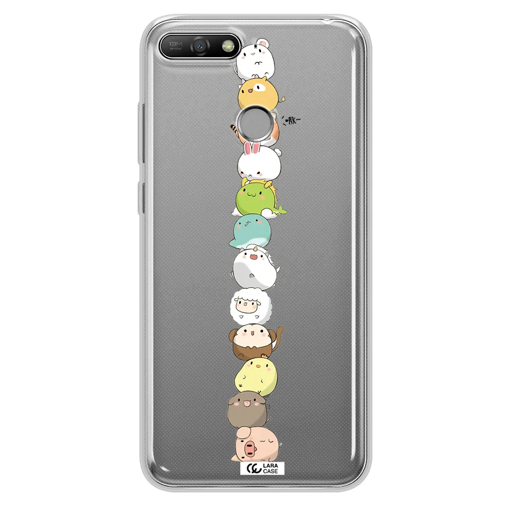a stack of cartoon animals Huawei Y6 Prime 2018 Clear TPU Case