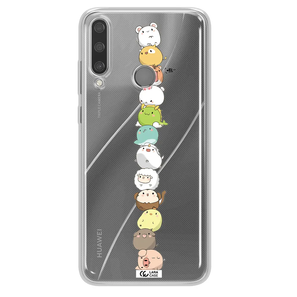 a stack of cartoon animals Huawei Y6P Clear TPU Case
