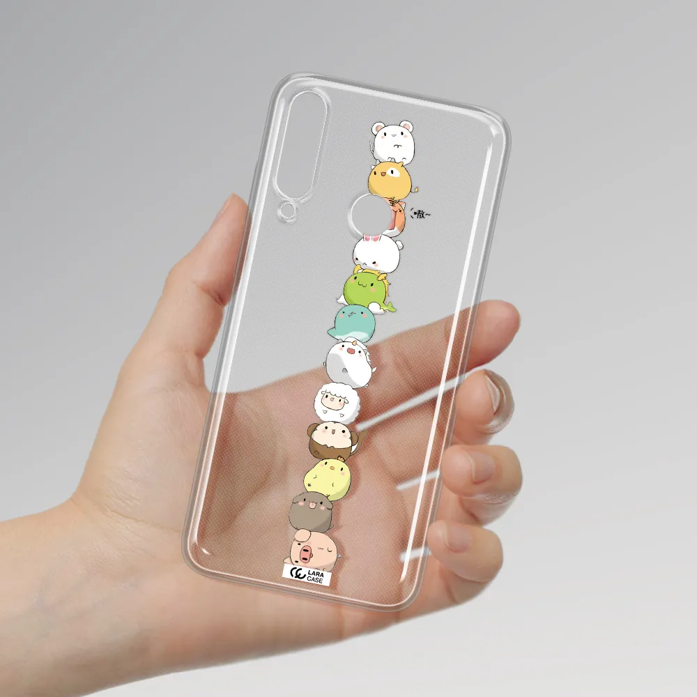 a stack of cartoon animals Huawei Y6P Clear TPU Case