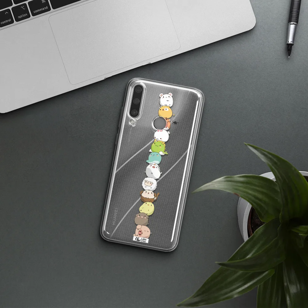 a stack of cartoon animals Huawei Y6P Clear TPU Case