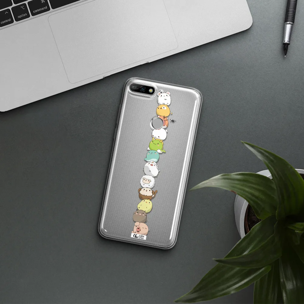 a stack of cartoon animals Huawei Y7 2018 Clear TPU Case