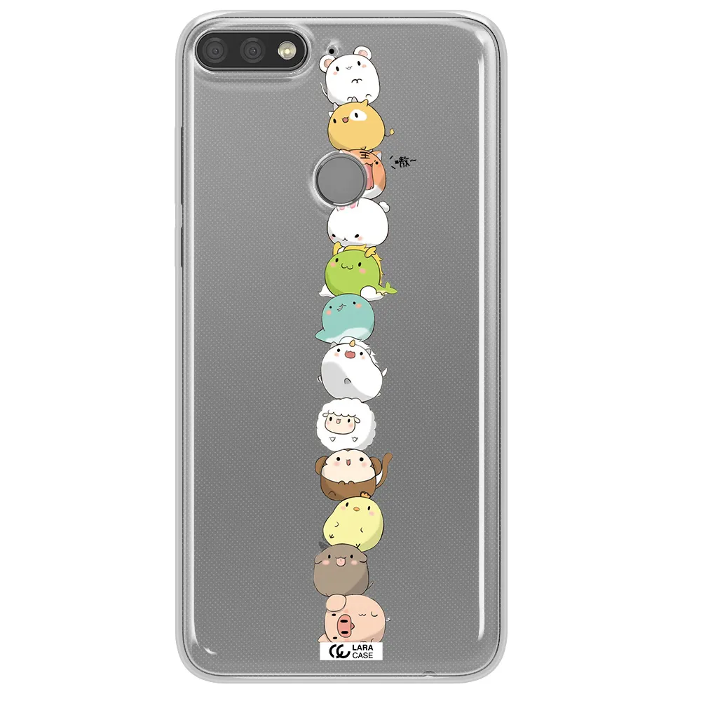 a stack of cartoon animals Huawei Y7 Prime 2018 Clear TPU Case