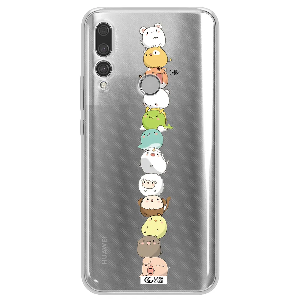 a stack of cartoon animals Huawei Y9 Prime 2019 Clear TPU Case