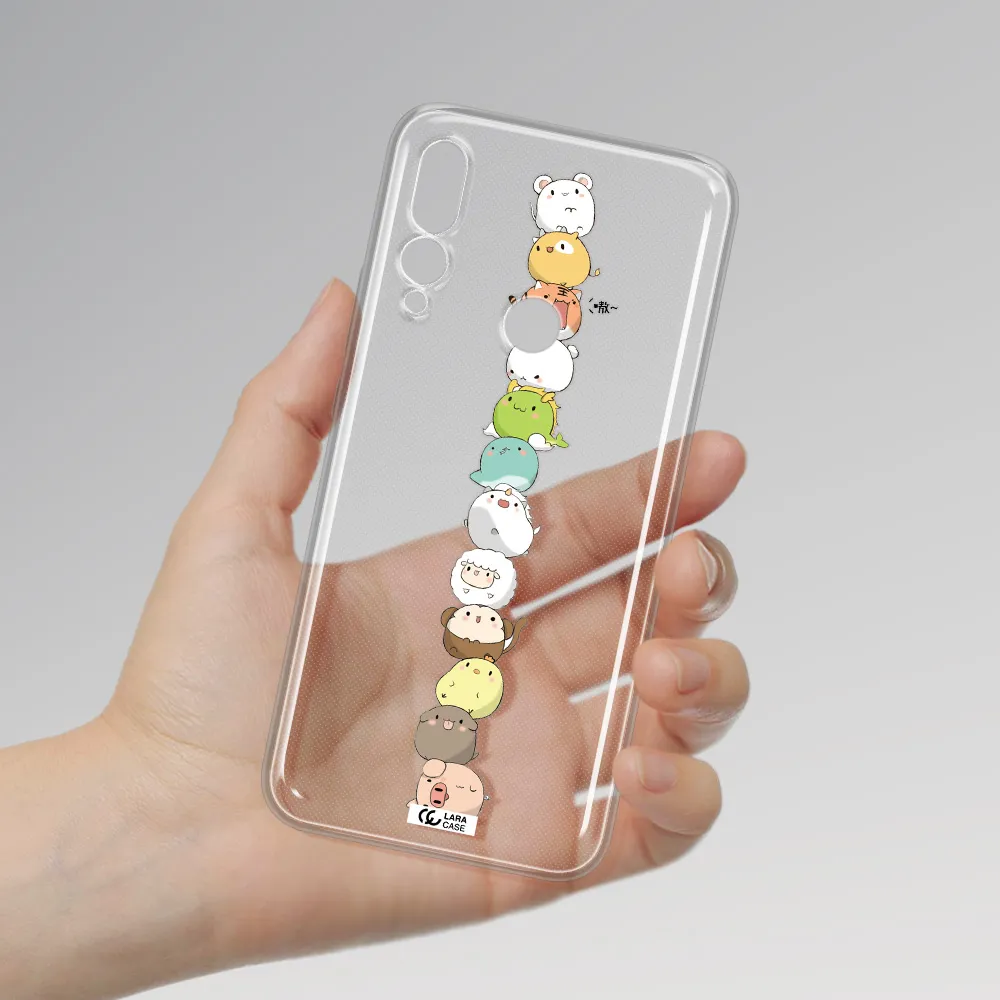 a stack of cartoon animals Huawei Y9 Prime 2019 Clear TPU Case