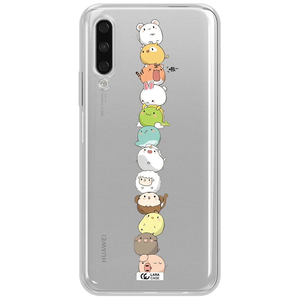 A Stack Of Cartoon Animals Huawei Y9S Clear Tpu Case