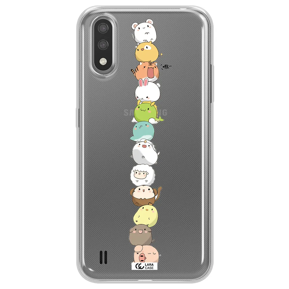 a stack of cartoon animals Samsung A01 Clear TPU Case