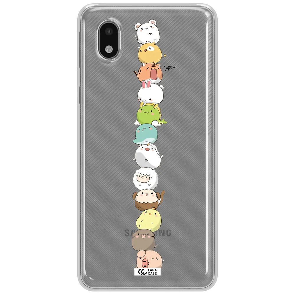 A Stack Of Cartoon Animals Samsung A01 Core Clear Tpu Case