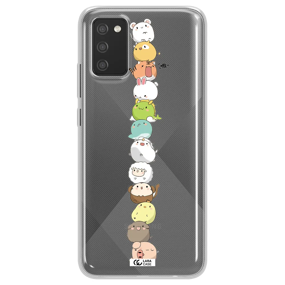 a stack of cartoon animals Samsung A02S Clear TPU Case