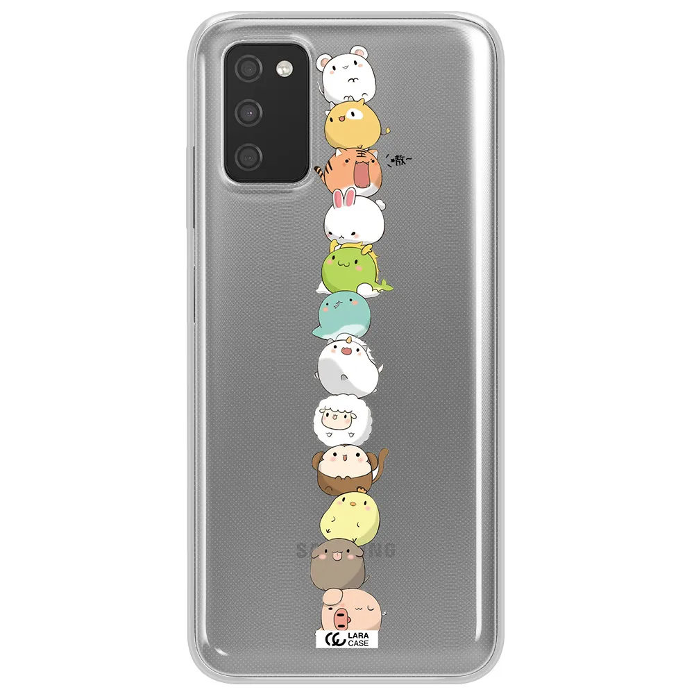 a stack of cartoon animals Samsung A03S Clear TPU Case