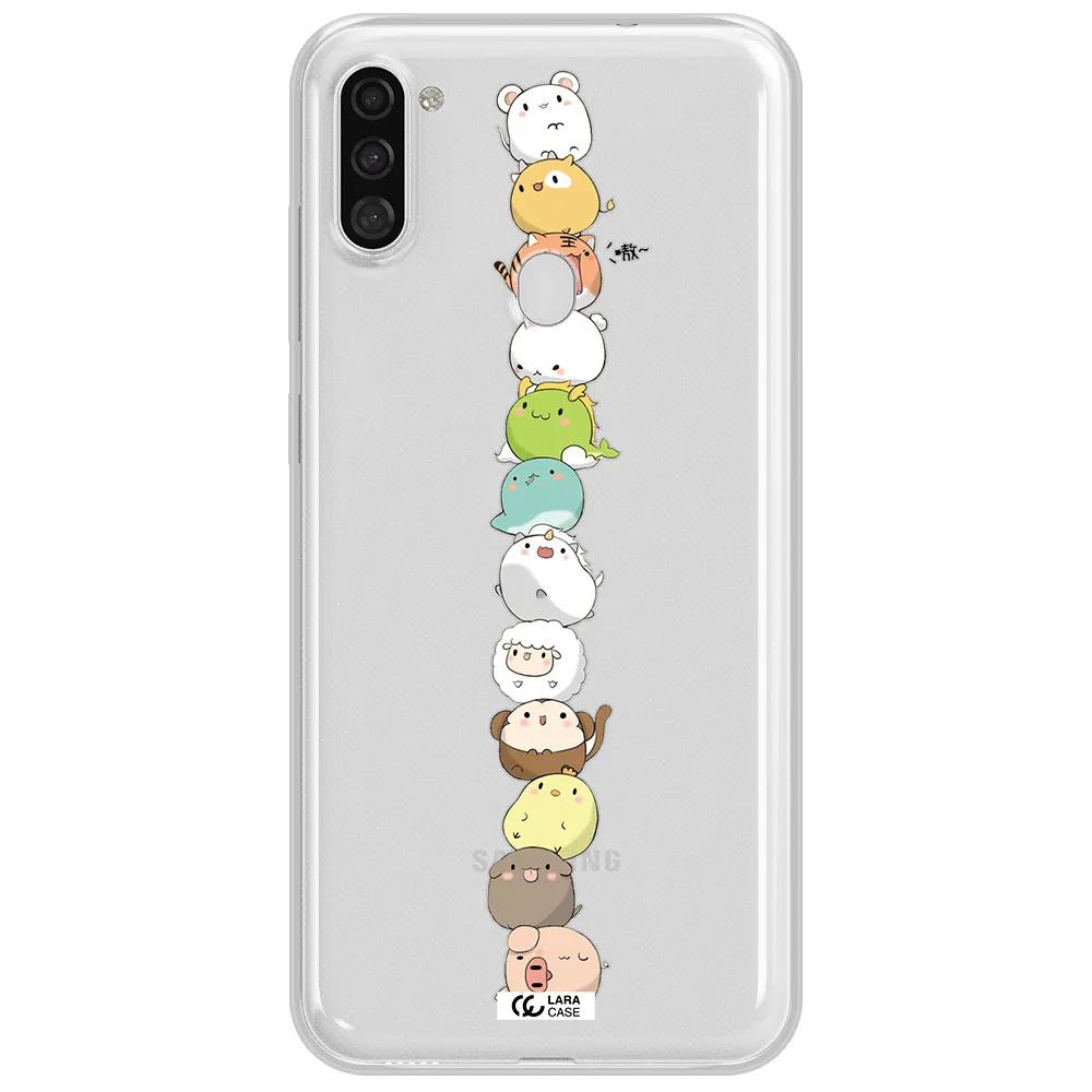 a stack of cartoon animals Samsung A11 Clear TPU Case