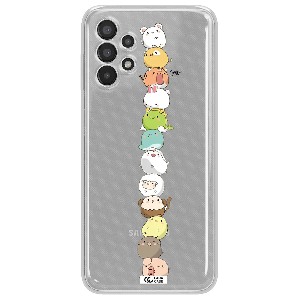 a stack of cartoon animals Samsung A13 Clear TPU Case