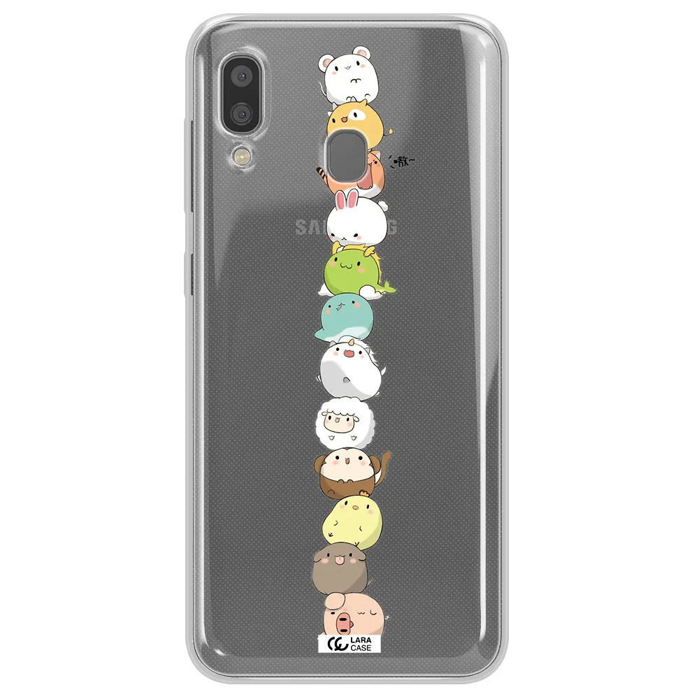 a stack of cartoon animals Samsung A20 Clear TPU Case