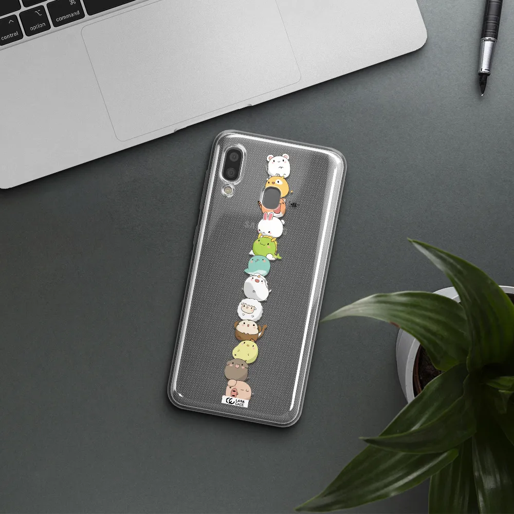 a stack of cartoon animals Samsung A20 Clear TPU Case