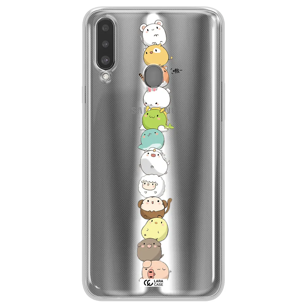a stack of cartoon animals Samsung A20S Clear TPU Case
