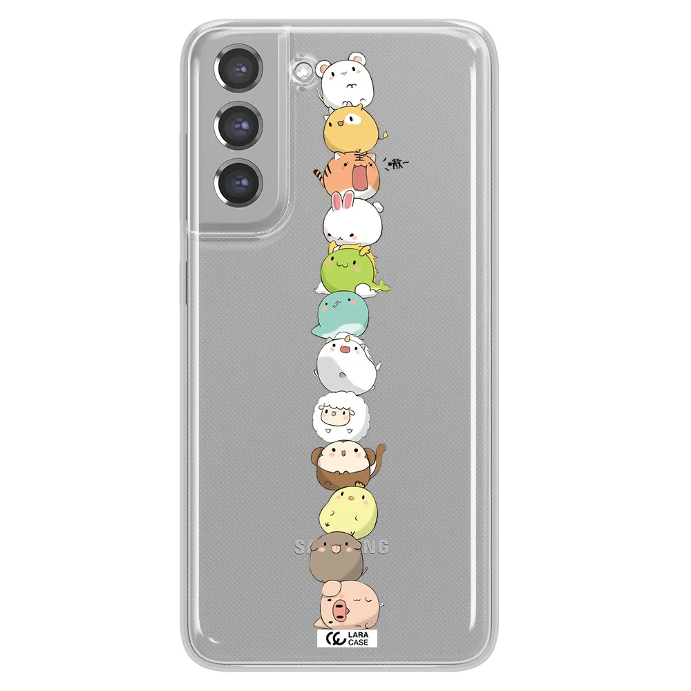 a stack of cartoon animals Samsung A21 Fe Clear TPU Case