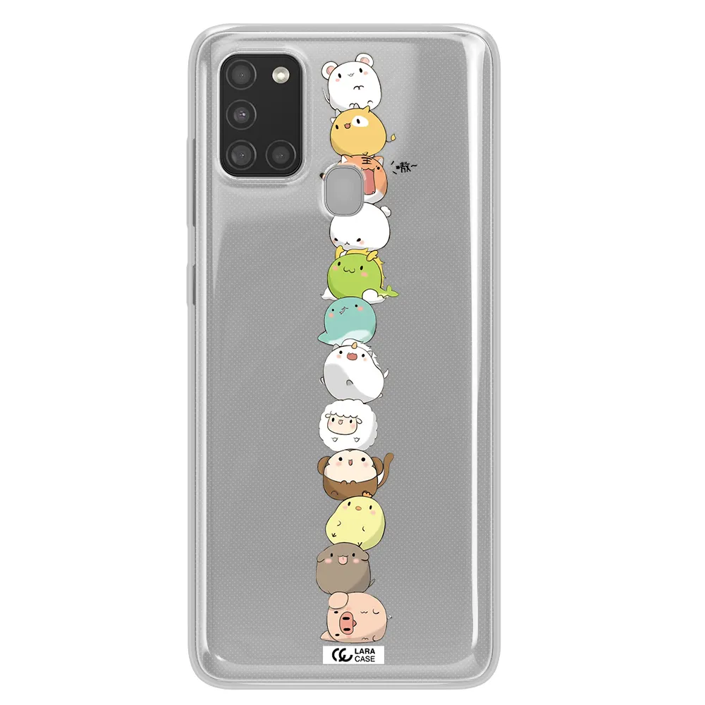 a stack of cartoon animals Samsung A21S Clear TPU Case