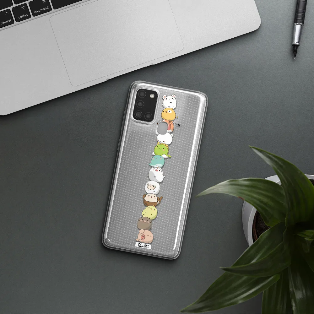 a stack of cartoon animals Samsung A21S Clear TPU Case