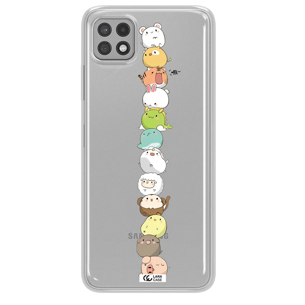a stack of cartoon animals Samsung A22 5g Clear TPU Case