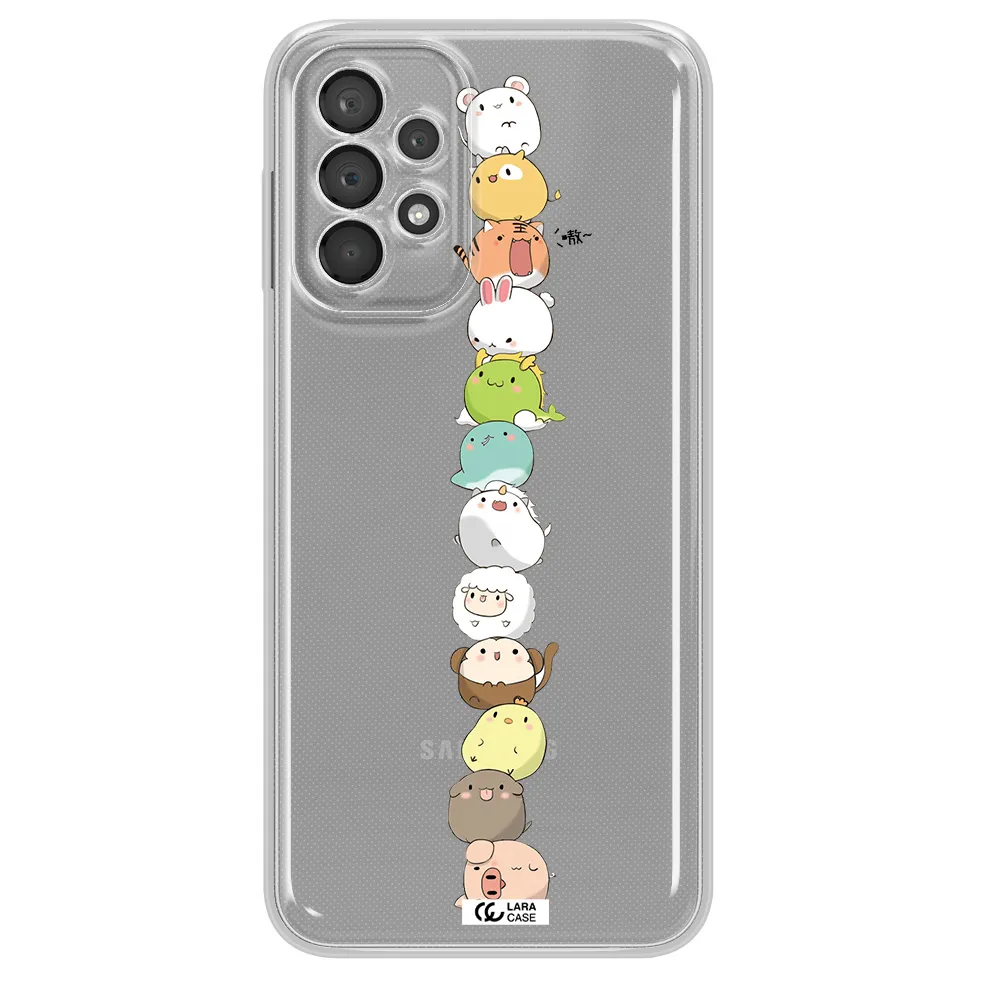 A Stack Of Cartoon Animals Samsung A23 5G Clear Tpu Case