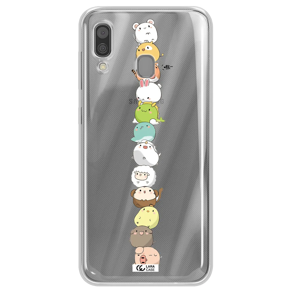 a stack of cartoon animals Samsung A30 Clear TPU Case