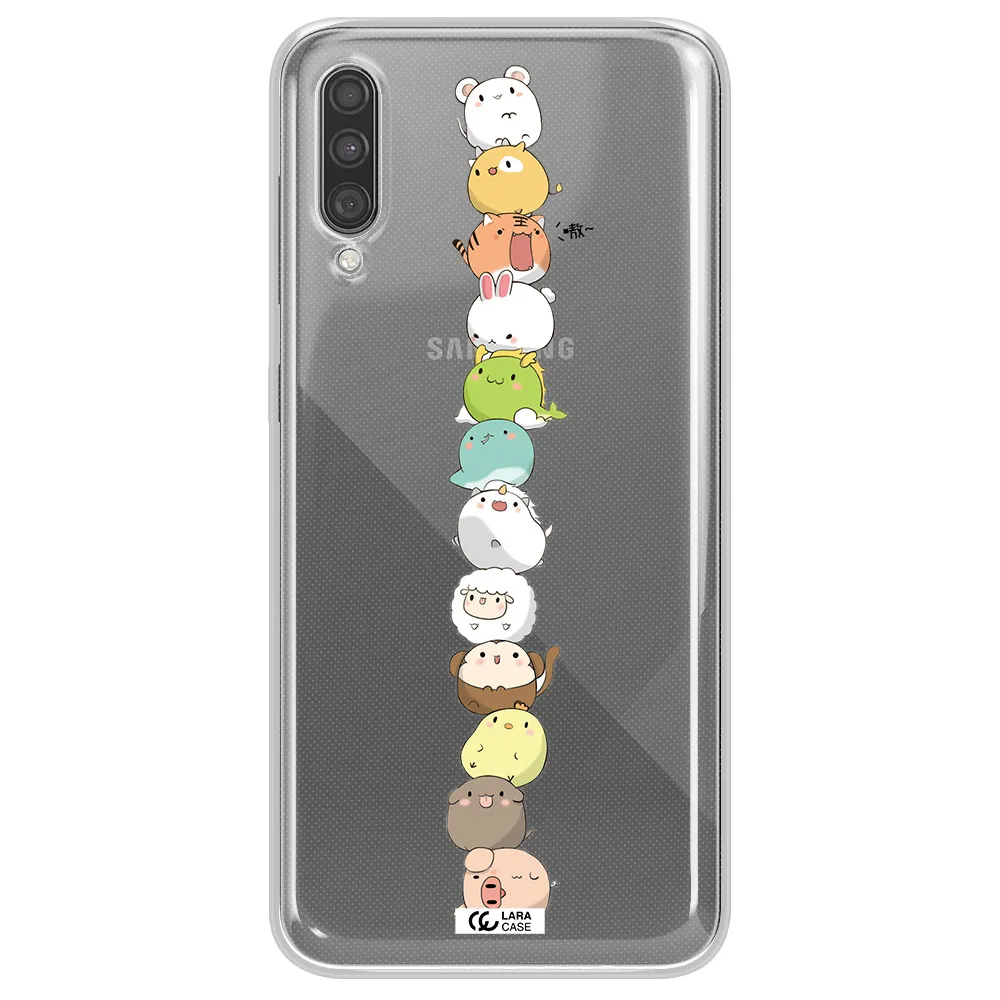a stack of cartoon animals Samsung A30S Clear TPU Case