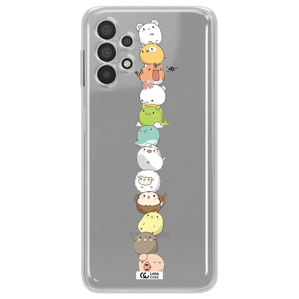 A Stack Of Cartoon Animals Samsung A32 4G Clear Tpu Case