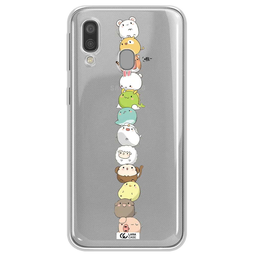 a stack of cartoon animals Samsung A40 Clear TPU Case