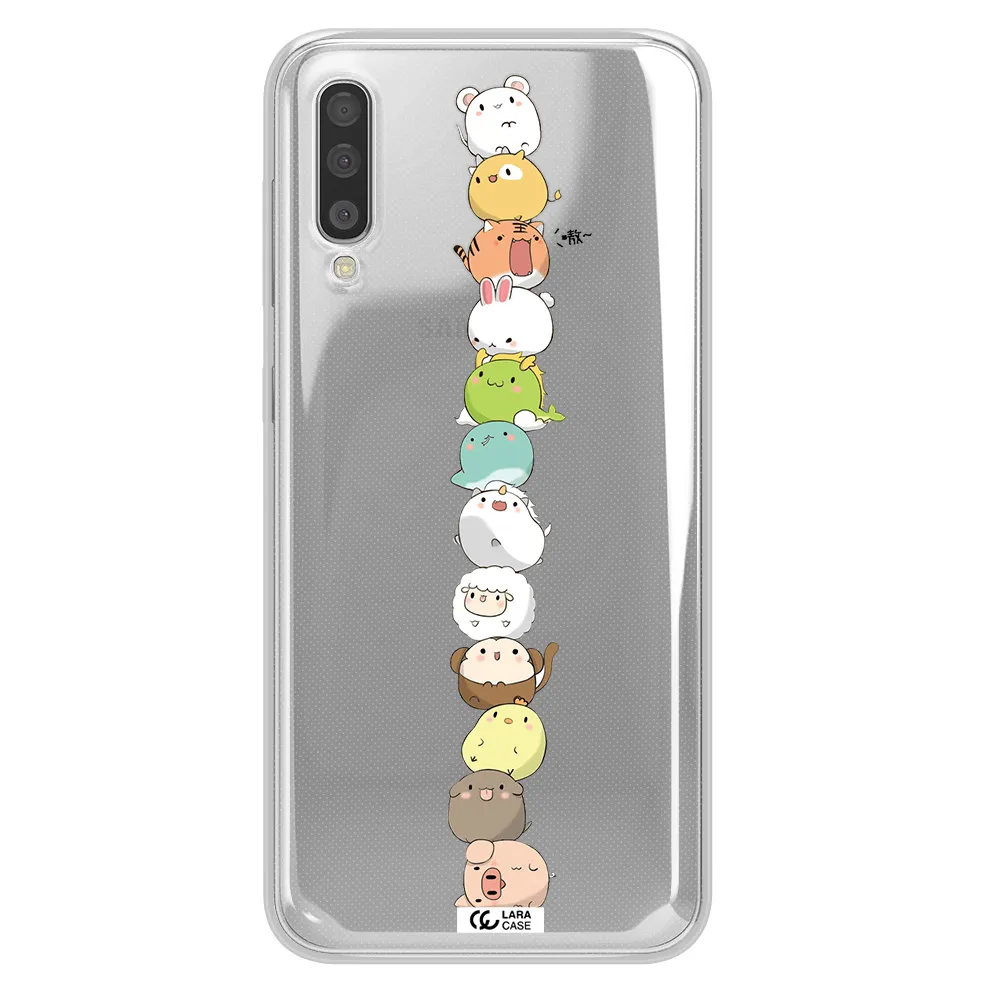 a stack of cartoon animals Samsung A50 Clear TPU Case