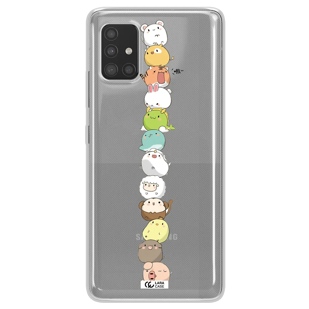 a stack of cartoon animals Samsung A51 Clear TPU Case