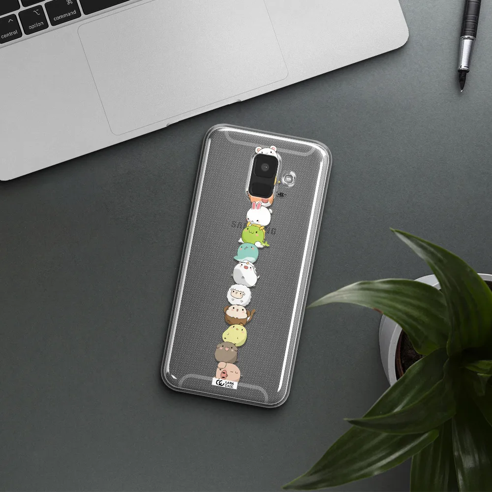 a stack of cartoon animals Samsung A6 Clear TPU Case
