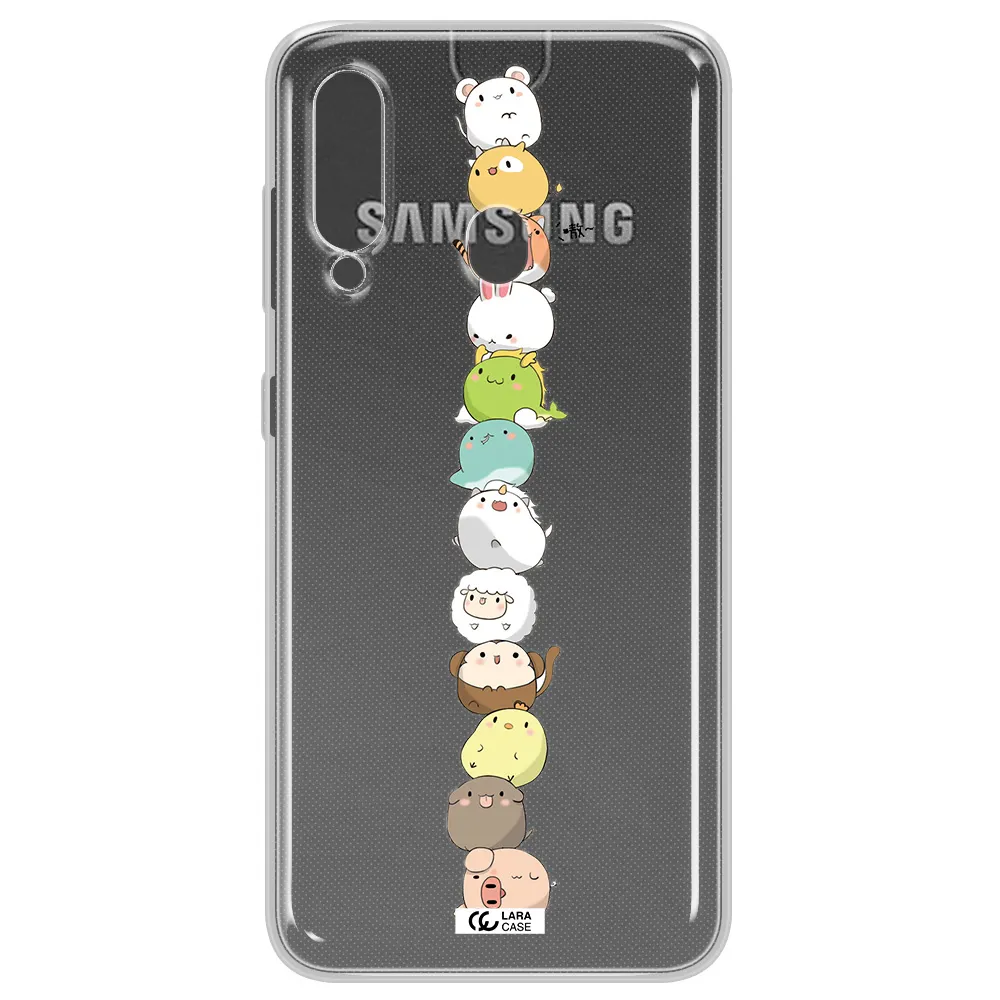 a stack of cartoon animals Samsung A60 Clear TPU Case