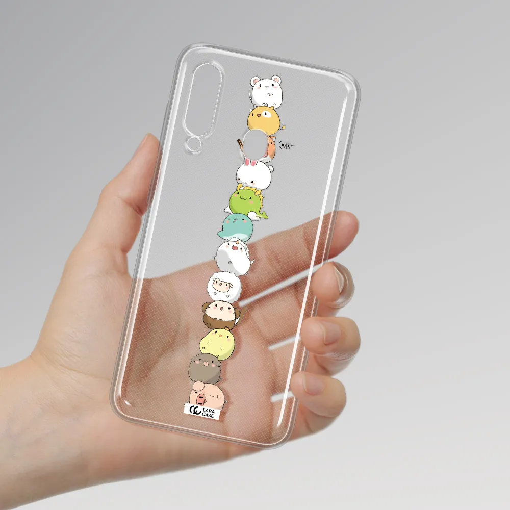 a stack of cartoon animals Samsung A60 Clear TPU Case