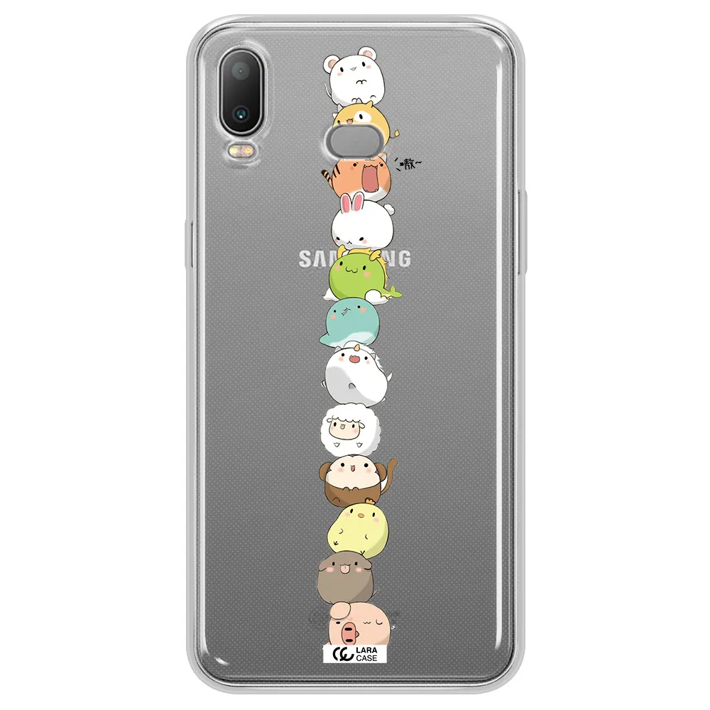 a stack of cartoon animals Samsung A6S Clear TPU Case