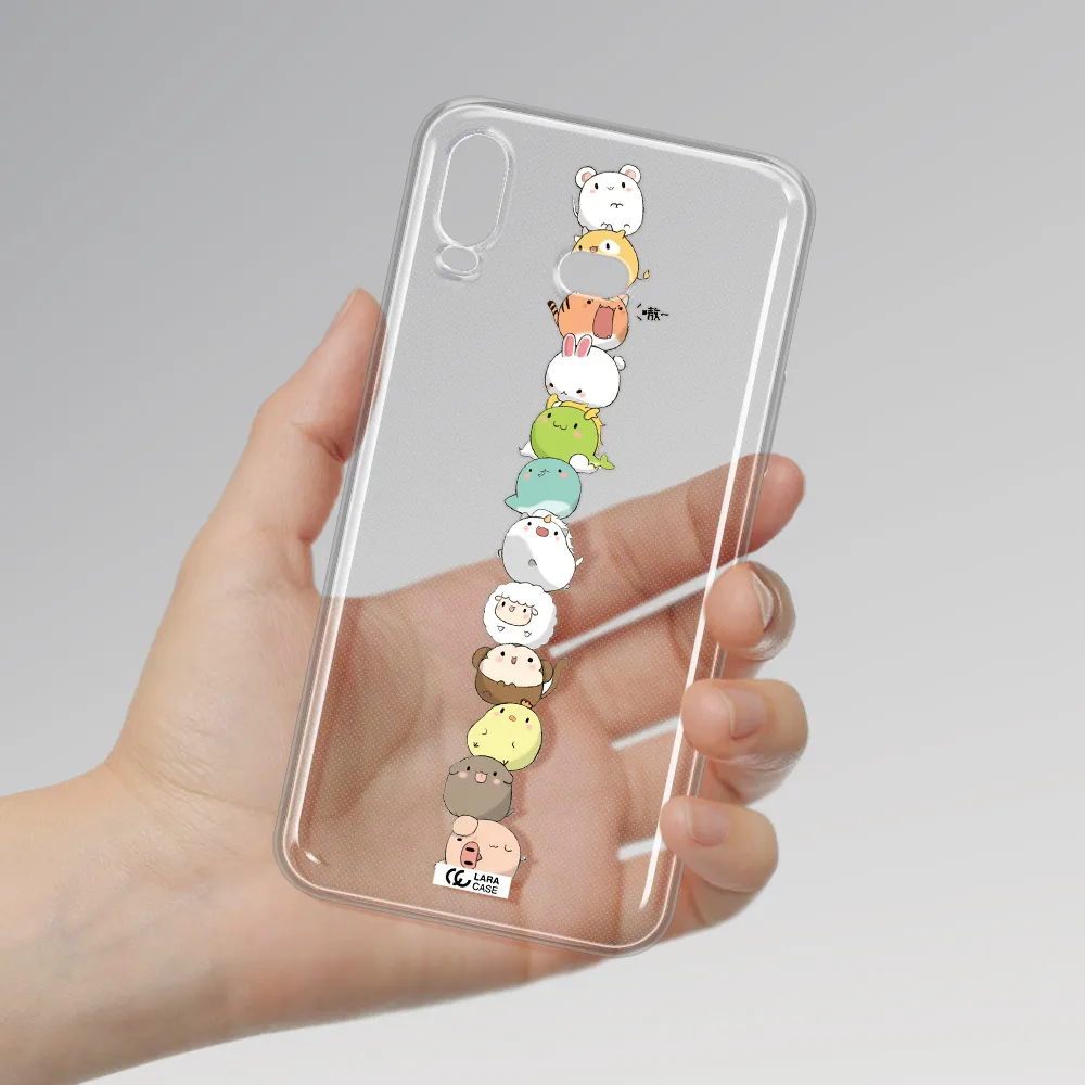 a stack of cartoon animals Samsung A6S Clear TPU Case
