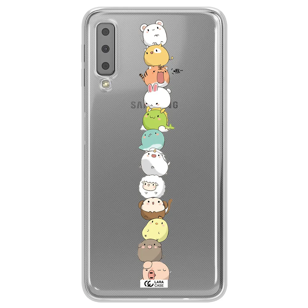 a stack of cartoon animals Samsung A7 2018 Clear TPU Case