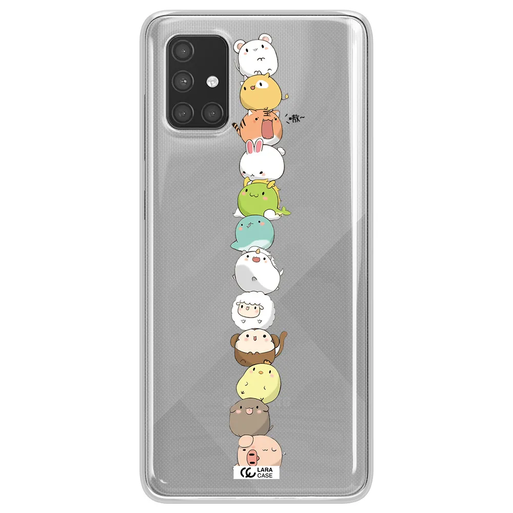 a stack of cartoon animals Samsung A71 Clear TPU Case