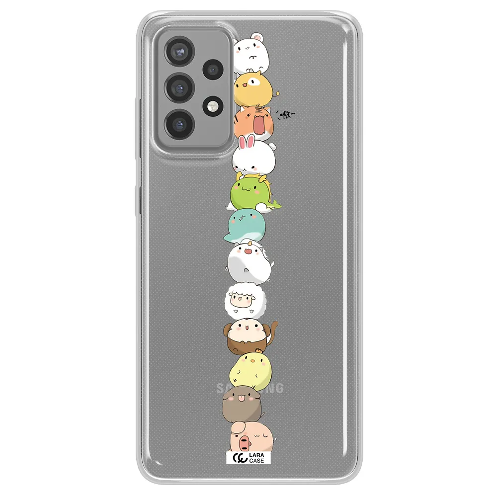 a stack of cartoon animals Samsung A72 Clear TPU Case